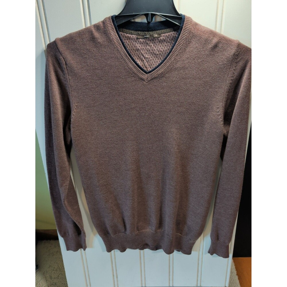MCL Men’s Fine-Knit V-Neck Sweater - Brown - Size Medium